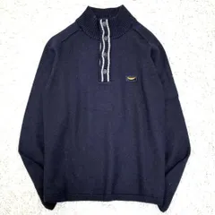 美品 限定デザイン ARMANI JEANS アルマーニジーンズ メンズ セーター ドライバーズニット ロゴ刺繍 ネイビー M 30周年記念のサムネイル
