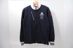 中古 レディース アディダス adidas ブルゾン M 紺 ネイビー 長袖 ダブルジップ ストレッチ