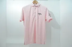 中古 メンズ キャロウェイ Callaway 半袖ポロシャツ M 薄ピンク 総柄