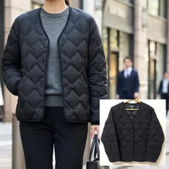 代名詞と言える人気商品【UNIQLO】ユニクロ ウルトラライトダウン 211-439707 コンパクト Vネック ジャケット ブルゾン ダイヤキルト 収納袋付き 撥水 軽量 防寒 2021年製 ブラック 黒 レディース サイズM /M44396jQ