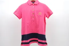 中古 レディース トミーヒルフィガーゴルフ TOMMY HILFIGER GOLF 半袖ポロシャツ M ピンク×ネイビー シンプル