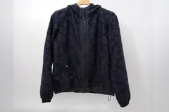 中古 レディース キャロウェイ Callaway ブルゾン S 紺 ネイビー 長袖ダブルジップアウター フード付き レース