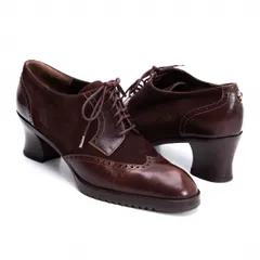 ポリーニPOLLINI スウェードウィングチップヒールシューズ 茶36.5（23位）のサムネイル