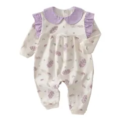 Baby nest ベビー服 綿100% ロンパース 女の子 カバーオール 新生児服 可愛い 出産祝い ギフト 誕生日 パープル 90 18-24ヶ月