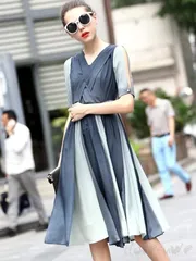 送料無料 未使用 発表会 イベント グラデ－ション パ－ティ－ ワンピ－ス 9号 M (OPN6883)