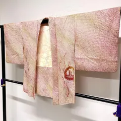 羽織　総絞り　花模様　立涌　羽織紐　身丈75　裄62.5　正絹　着物　033tz