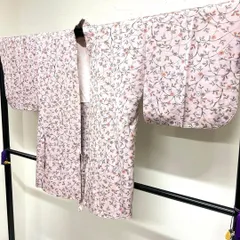 道中着　桜　花模様　くすみピンク　身丈78　裄66　正絹　着物　035tz