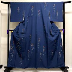 付け下げ 紬 菊花 桔梗 芝草 身丈160 裄64 正絹 着物 053tz - メルカリ