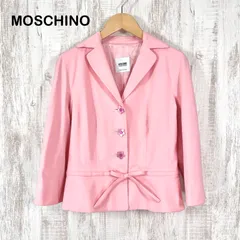 MOSCHINO モスキーノ フラワー 花ボタン リボン シルクブレンド テーラードジャケット ピンク レディースのサムネイル