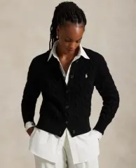 ポロ ラルフローレン 新モデル ケーブル編み ケーブル ニット ウール カシミア カーディガン ブラック S