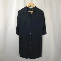 新品) レディース Sサイズ ザラ シャツ ロング ワンピース ネイビー