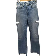 アンスクリア INSCRIRE CALF LEATHER カーフレザー パッチ サイドカット ブーツカット フレア デニム パンツ レディース  29のサムネイル