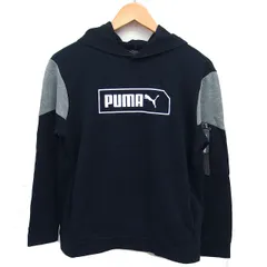 プーマ PUMA 国内正規品 トレーニングウェア パーカー フーディ ロゴ プリント コットン混 長袖 160 紺 ネイビー /NT3