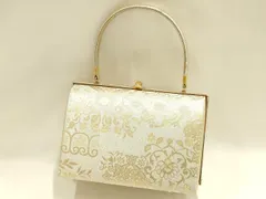 平和屋着物●和装小物　和装バッグ　ハンドバッグ　草花文　金銀糸　帯地使用　逸品　AABH6745ay