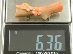 平和屋着物▼和装小物　帯留め　珊瑚　花　6.3g　逸品　AABH6576ay