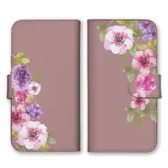 iPhone12 Pro Max ケース 手帳型 アイフォン12 プロマックス スマホケース 携帯ケース ポピー アネモネ バラ 薔薇 花柄 かわいい 可愛い  紫 ピンク カラー01