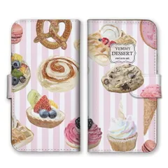 iPhone13 mini  ケース 手帳型 アイフォン13 ミニ スマホケース 携帯ケース ケーキ マカロン プレッツェル スイーツ デザート 柄 オシャレ かわいい カラー05