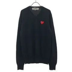 PLAY COMME des GARCONS プレイコムデギャルソン ハートワッペンVネックニットセーター AZ-N002 ブラック Mのサムネイル