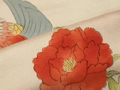 平和屋着物■上質な小紋　手描き　鴛鴦草花文　暈し染め　ロング丈　正絹　逸品　CABF5720oy