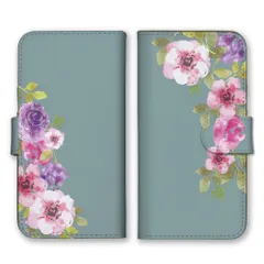 iPhone14ProMax ケース 手帳型 アイフォン14 プロマックス スマホケース 携帯ケース ポピー アネモネ バラ 薔薇 花柄 かわいい 可愛い  紫 ピンク カラー05