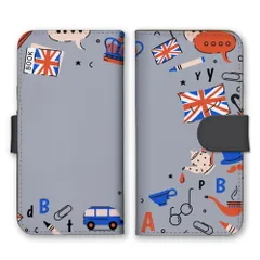 iPhone14ProMax ケース 手帳型 アイフォン14 プロマックス スマホケース 携帯ケース ロンドン イラスト イギリス 英国 海外 おしゃれ かわいい 国旗 カラー02