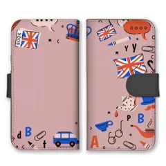 iPhone14ProMax ケース 手帳型 アイフォン14 プロマックス スマホケース 携帯ケース ロンドン イラスト イギリス 英国 海外 おしゃれ かわいい 国旗 カラー04