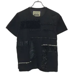 JUNYA WATANABE COMME des GARCONS DENIM ジュンヤワタナベコムデギャルソンデニム 14AW スパンコールパッチワークTシャツ XN-T004 ブラック M