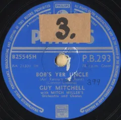 78RPM/SP Guy Mitchell, Mitch Millers Or Bobs Yer Uncle / Got A Hole In My Sweater PB293 PHILIPS /00500