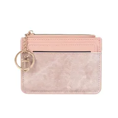 【新品】 OwnestX【2025新登場】カードケース 薄型 パスケース本革 男女兼用 フラグメントケース 小銭入れ 定期入れ カード入れ キーホルダー付 ミニ 財布 名刺ケース (ピンク) 1