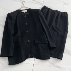 人気✨GIVENCHY ジバンシー ブラックフォーマルセットアップ ノーカラージャケット スカート 大きいサイズ 16　東京ソワール TOKYO SOIR 冠婚葬祭