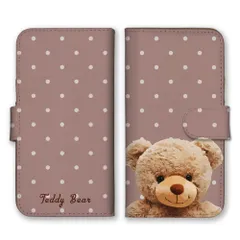 iPhone15Pro  ケース 手帳型 iPhone15 プロ スマホケース 携帯ケース テディベア ぬいぐるみ くま クマちゃん 水玉 ドット柄 かわいい おしゃれ カラー02