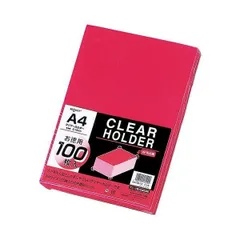 （まとめ） リヒトラブ リクエスト・クリヤーホルダー 100枚入 A4判 G6100-18 ピンク 〔×2セット〕