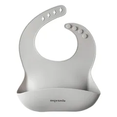 [アンジュスマイル] ベビースタイ お食事エプロン おでかけ シリコン ビブ スタイ 無地 お食事スタイ 離乳食 保育園 幼稚園 外食 ベビー 女の子 男の子 出産祝い くすみカラー (グレー) 0