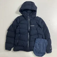 ◆ mont-bell モンベル ダウンジャケット パーマフロスウトライトダウンパーカー フード ジップアップ アウター ネイビー Sサイズ 古着