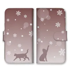 iPhone14 ケース 手帳型 アイフォン14 スマホケース 携帯ケース 猫 ねこ 雪 冬 雪の結晶 シルエット おしゃれ オシャレ 可愛い かわいい シンプル カラー05