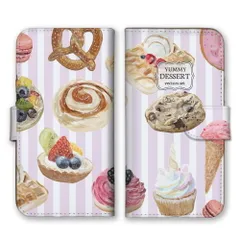 arrows We F-51B FCG01 ケース 手帳型 アローズwe スマホケース 携帯ケース ケーキ マカロン プレッツェル スイーツ デザート 柄 オシャレ かわいい カラー01