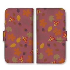 iPhone 16 ケース 手帳型 アイフォン16 スマホケース 携帯ケース 秋 あき 紅葉 もみじ イチョウ どんぐり ドングリ オータム ボタニカル オレンジ カラー04