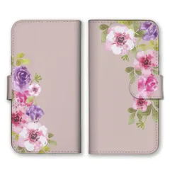 iPhone15 ケース 手帳型 iPhone 15 スマホケース 携帯ケース ポピー アネモネ バラ 薔薇 花柄 かわいい 可愛い  紫 ピンク カラー02