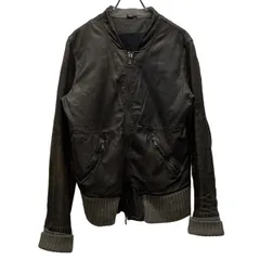 GIORGIO BRATO ラムレザーノーカラージップアップリブブルゾン ライダースジャケット コート アウター ジョルジオブラット