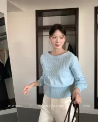 ボートネック ケーブル編みニット 新品