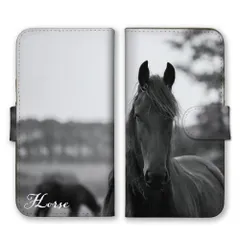 あんしんスマホ KY-51B  ケース 手帳型  スマホケース 携帯ケース 馬 ウマ 写真 白黒 モノクロ おしゃれ かっこいい 競馬 ファンファーレ カラー04