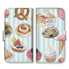 arrows NX9 F-52A  ケース 手帳型 アローズNX9  スマホケース 携帯ケース ケーキ マカロン プレッツェル スイーツ デザート 柄 オシャレ かわいい カラー03