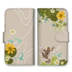 あんしんスマホ KY-51B  ケース 手帳型  スマホケース 携帯ケース カエル かえる 蛙 両生類 蓮 花 池 おしゃれ かわいい カラー05