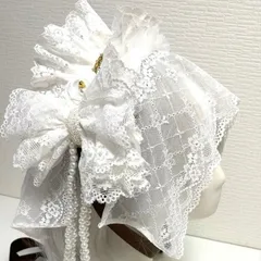 パール揺れるヘッドドレス ホワイト  純白レースのヘッドドレス♡