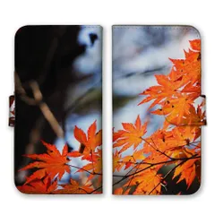 arrows U 801FJ ケース 手帳型 アローズU スマホケース 携帯ケース 秋 あき 紅葉 もみじ イチョウ 紅葉狩り オータム 写真 オレンジ カラー04