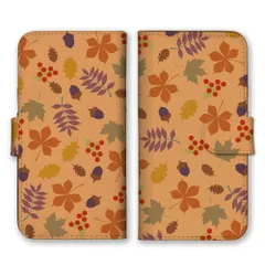 BASIO active2 SHG12 ケース 手帳型 ベイシオ アクティブ2 スマホケース 携帯ケース 秋 あき 紅葉 もみじ イチョウ どんぐり ドングリ オータム ボタニカル オレンジ カラー01