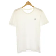 ポロ ラルフローレン POLO RALPH LAUREN Tシャツ カットソー XS 白 ホワイト Vネック ロゴ刺繍 半袖 /LP ■MA