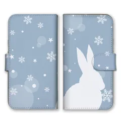 OPPO Reno 11A ケース 手帳型 オッポリノ 11A スマホケース 携帯ケース うさぎ 兎 ウサギ シルエット 冬 雪の結晶 シンプル  おしゃれ カラー01