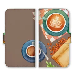 OPPO Reno 11A ケース 手帳型 オッポリノ 11A スマホケース 携帯ケース コーヒー 珈琲 カフェ 喫茶店 コーヒー豆 ブラウン おしゃれ ラテアート カラー05