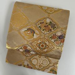 袋帯 正絹 金糸織り込み 上品な加工 六通 MA-5705 - メルカリ